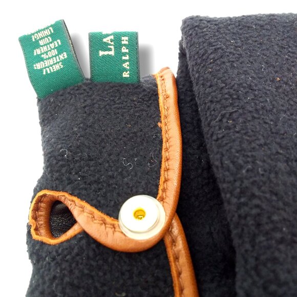 Lauren Ralph Lauren Brown Leather Driving Gloves Size Large Overlock Stitch - Picture 7 of 8